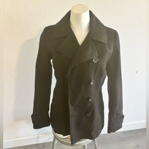 H&M LOGG Black Double-Breasted Pea Coat